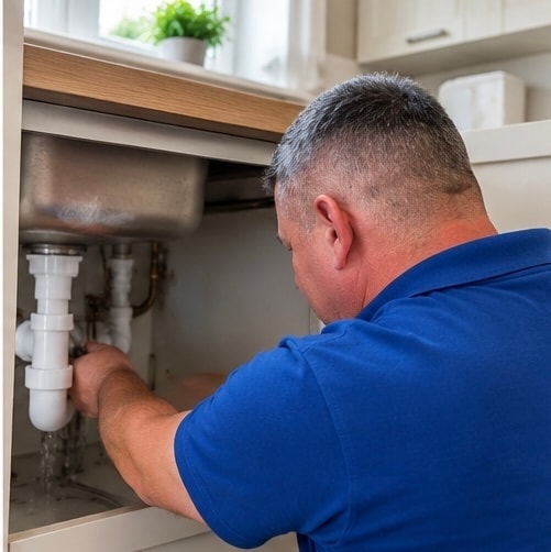 Under-sink plumbing repair and pipe replacement